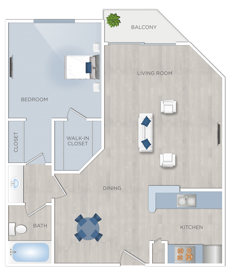 One Bedroom Apartments in Hancock Park - Chelsea Court - J